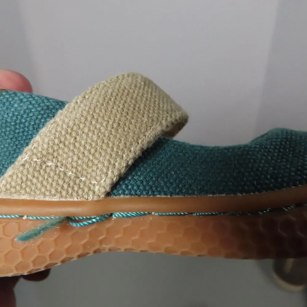 Livie & Luca Teal Blue Canvas Mary Jane Shoes Toddler Girls Size 5 Hook Loop